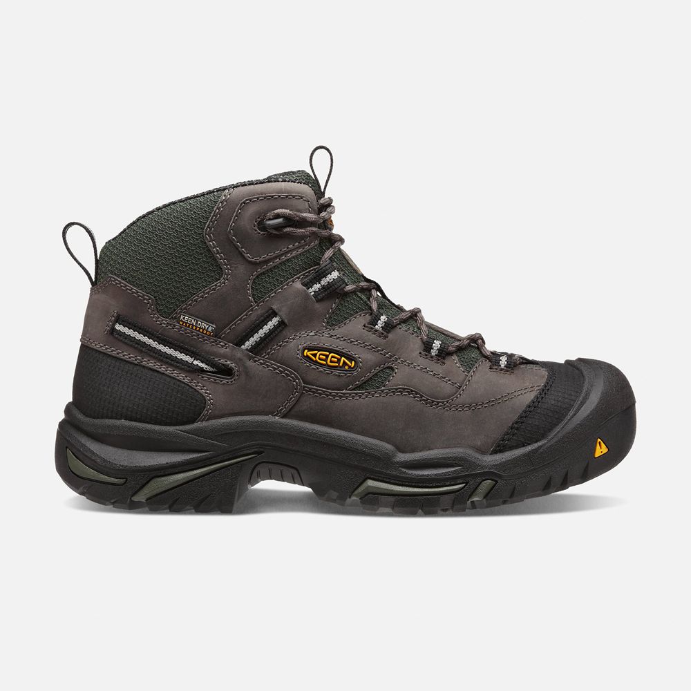 Cizme Keen Romania Barbati Negrii Maro Braddock Waterproof Mid (Steel Toe) 4128-EKGVF